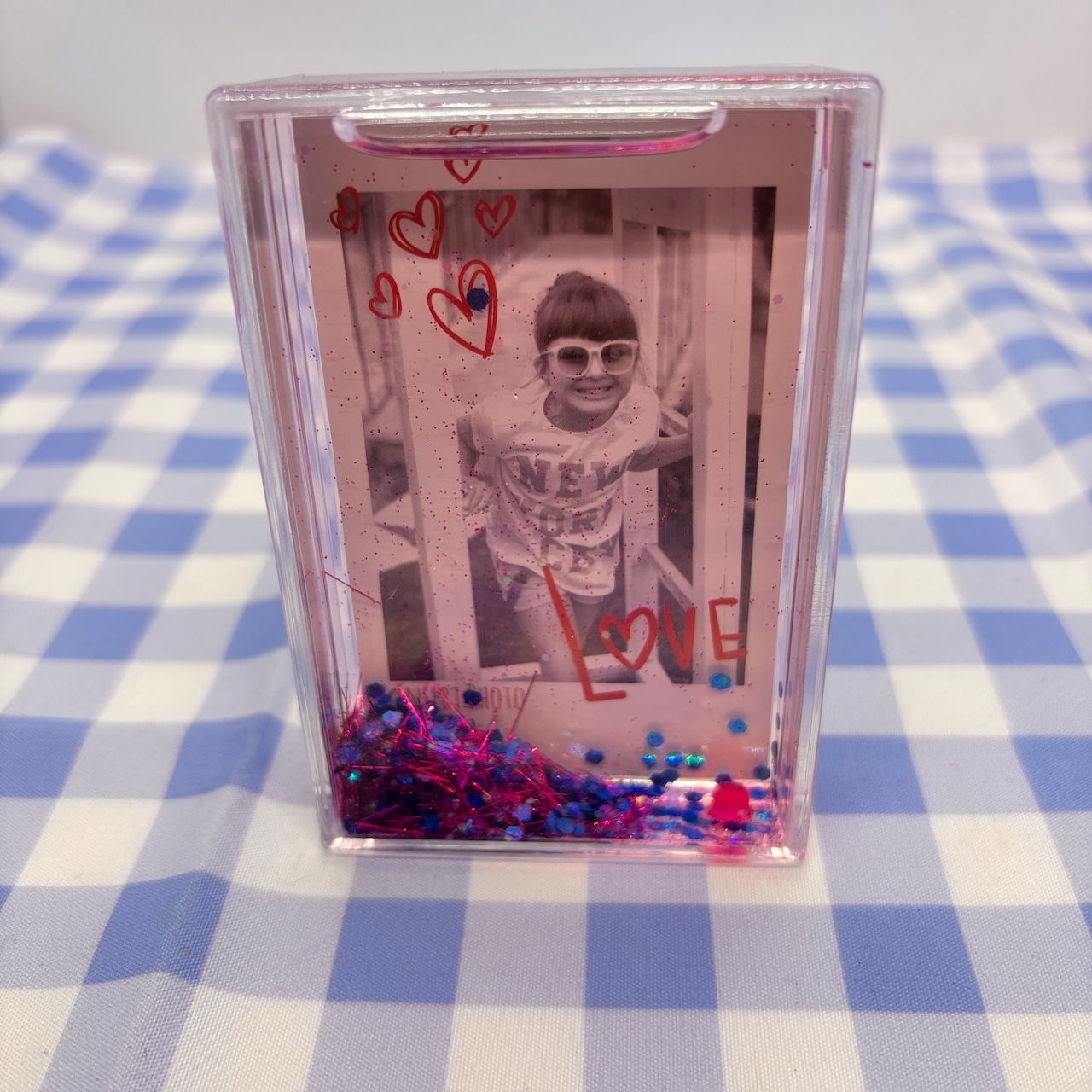 Mini instant フォトフレーム スノードーム インスタントフォト  [カラー: ピンク/ブルー]