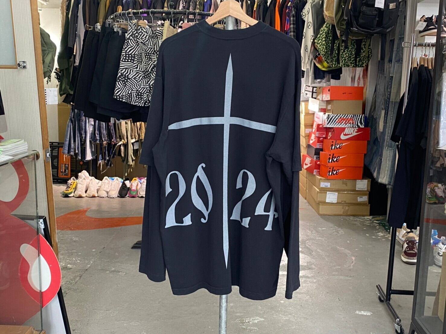 KANYE WEST DONDA MERCH 2024 2 LAYER LS TEE BLACK MEDIUM 