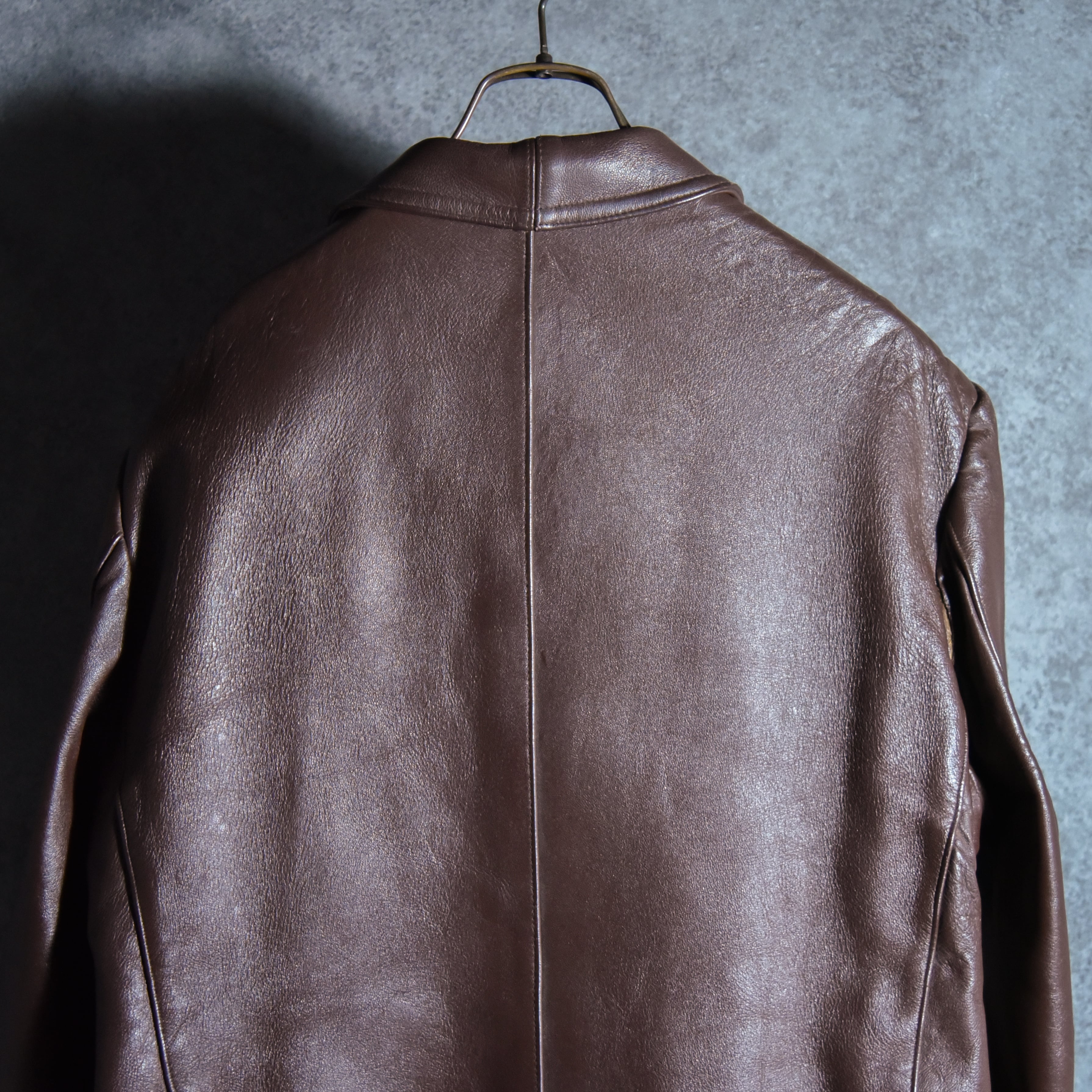 70s Le Corbusier Leather Double Breasted Jacket Brown ル