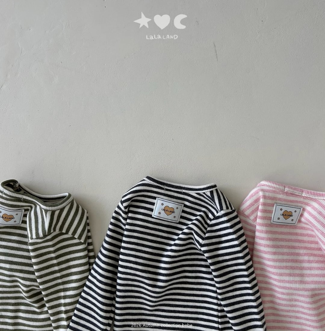 送料無料【予約】/ baby ストライプTシャツ /lalaland