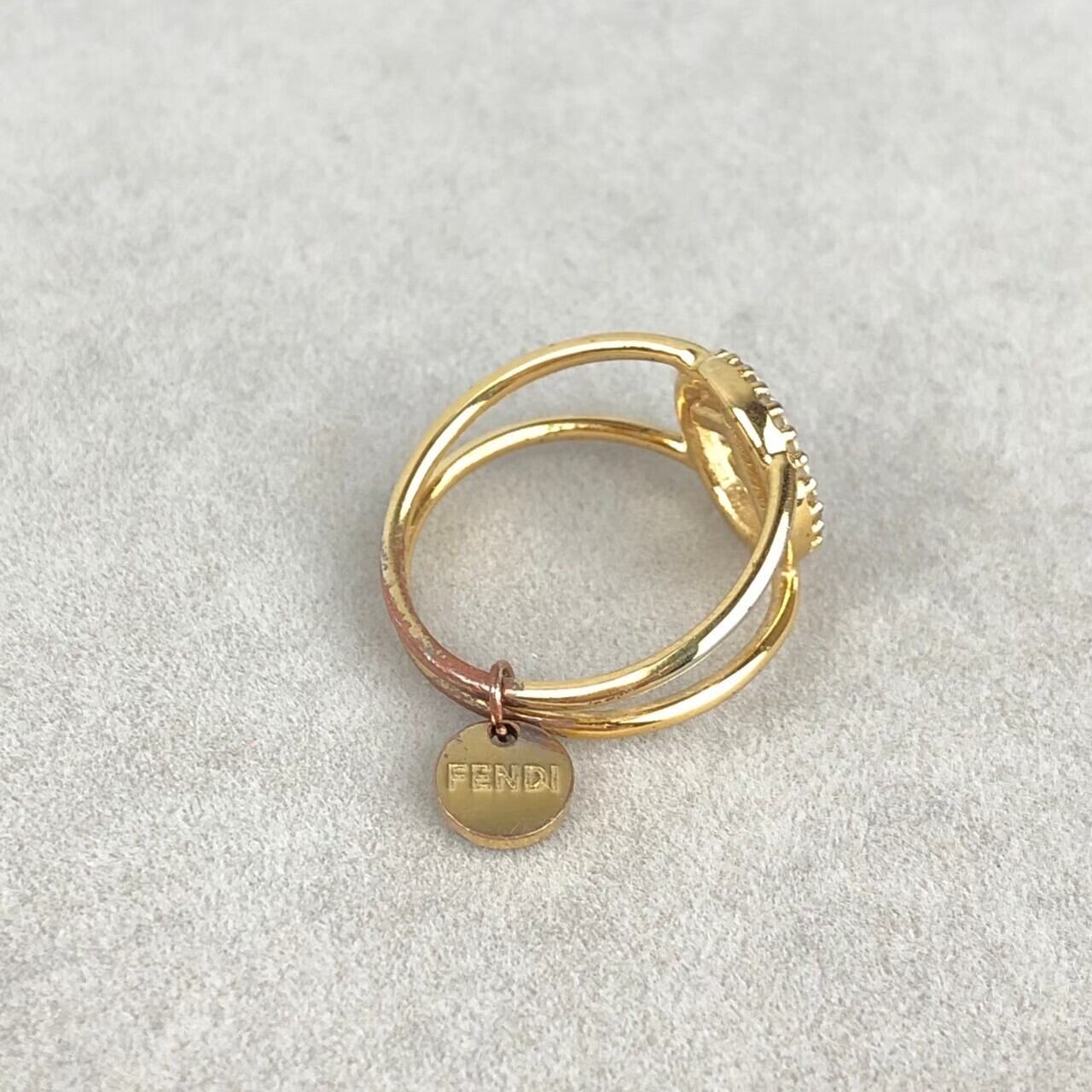 中古】フェンディ FENDI エフイズ ラインストーン リング 指輪