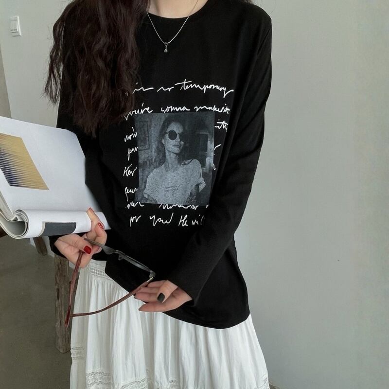 Photo Print Long Sleeve T-Shirt ◆3color 204740