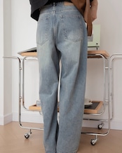 Wide leg damage denim Pants T20166