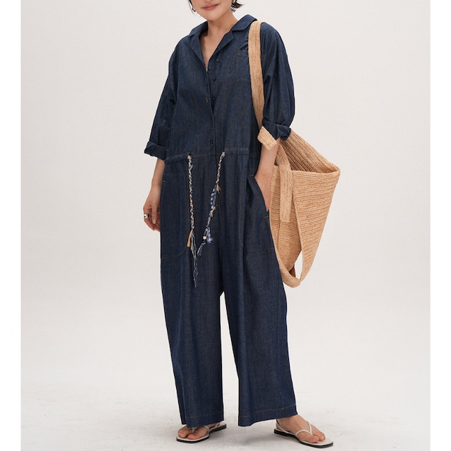 loose-fitting denim all-in-one 10972