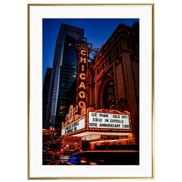 アメリカ写真 シカゴの夜 インテリア アートフォトポスター額装 AS4382