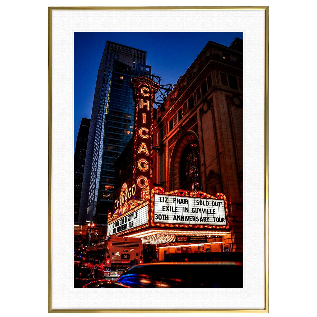 アメリカ写真 シカゴの夜 インテリア アートフォトポスター額装 AS4382