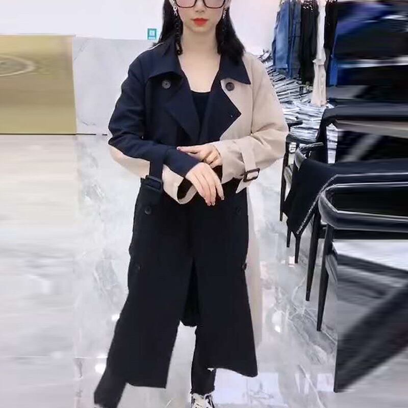 200 kgプラスサイズの女性の腹の中間長さのカラーブロッキングコートは、年齢の脂肪の姉妹薄いウインドブレーカー緩い秋の服を減らす ミックスインファッション64509824425