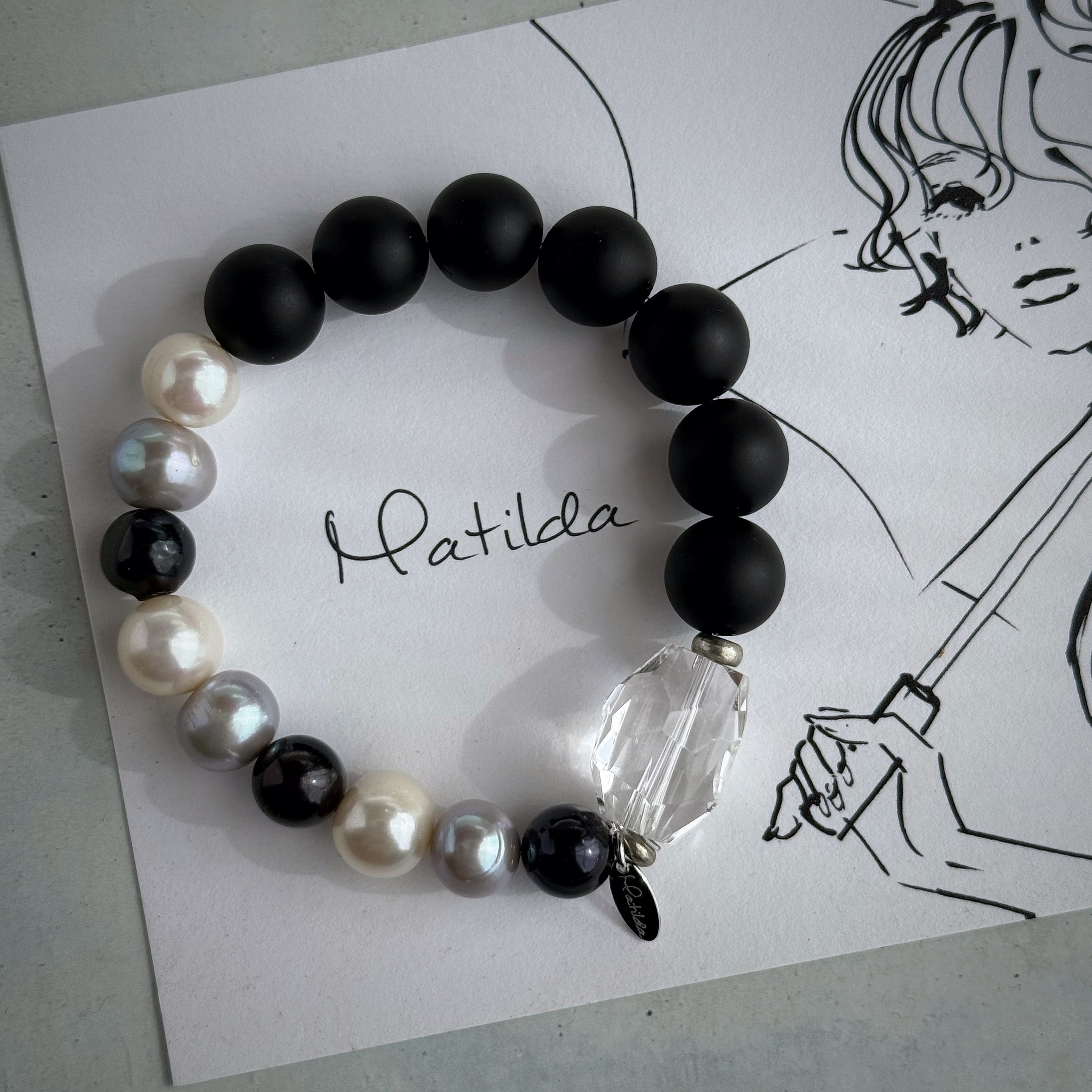 The 'Matilda' bracelet(オニキス×淡水パール×クォーツ)