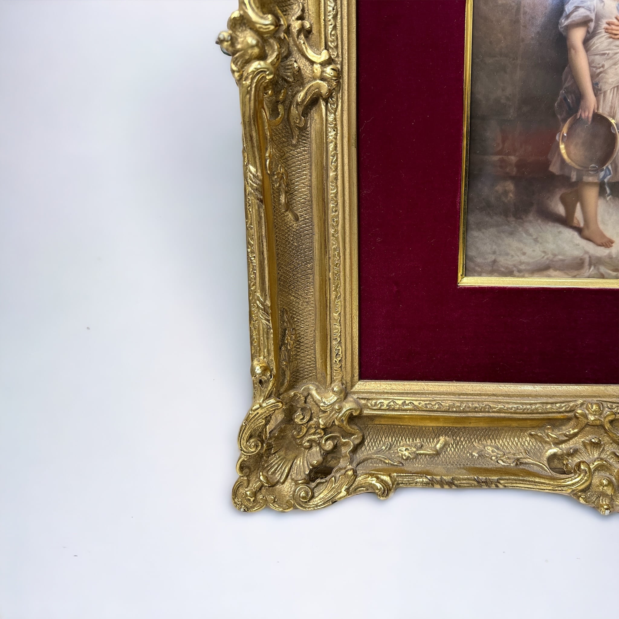 B83 KPMベルリン 陶板画 「タンバリンを持つ少女」 額装 アンティーク