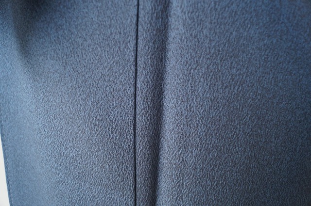 【袷】松井青々　青褐色　たたき染め　一つ紋