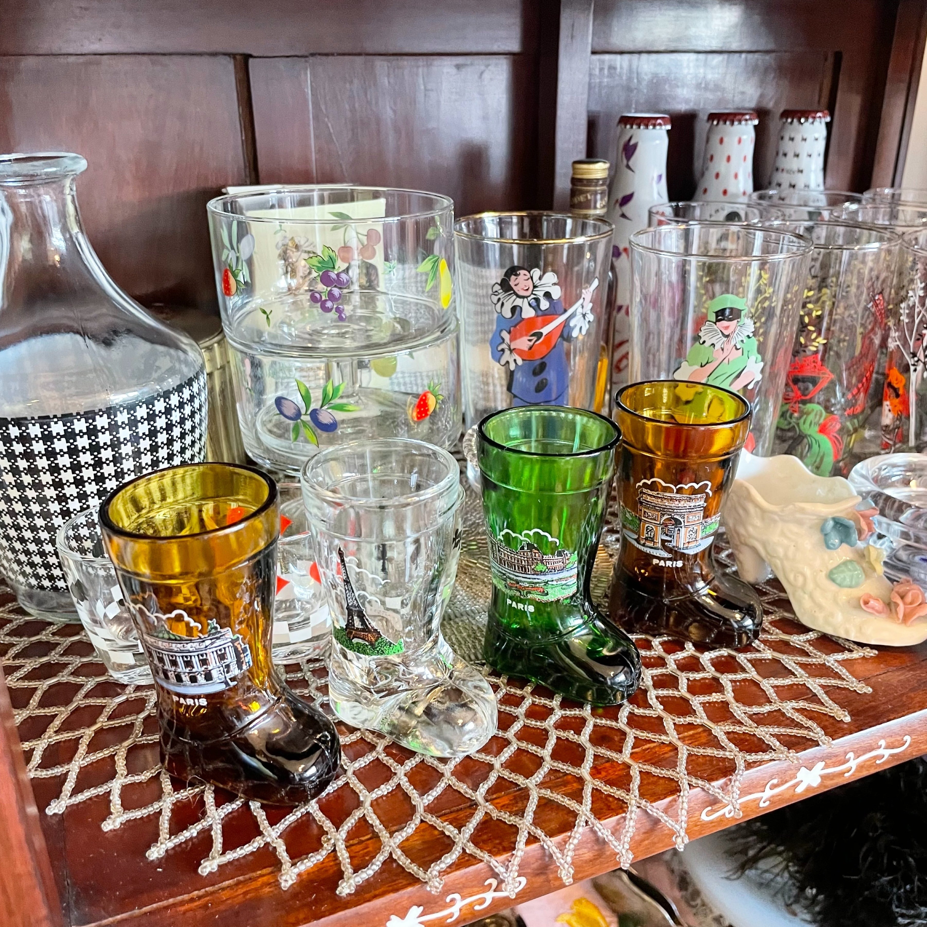フランス買付 ヴィンテージ ガラスウェア ショットグラス ブーツ PARIS
