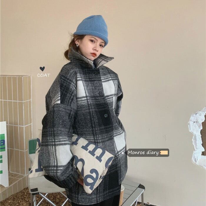 格子柄コート オータムウィンタートップス 秋物 冬物 モンロー47951110606