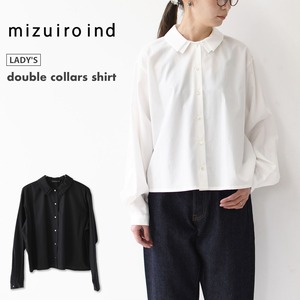 mizuiro ind [ミズイロ インド] double collars shirt [3-230120] ダブルカラーシャツ・コットンシャツ・ダブルカラー・長袖・無地・LADY'S [2025AW]