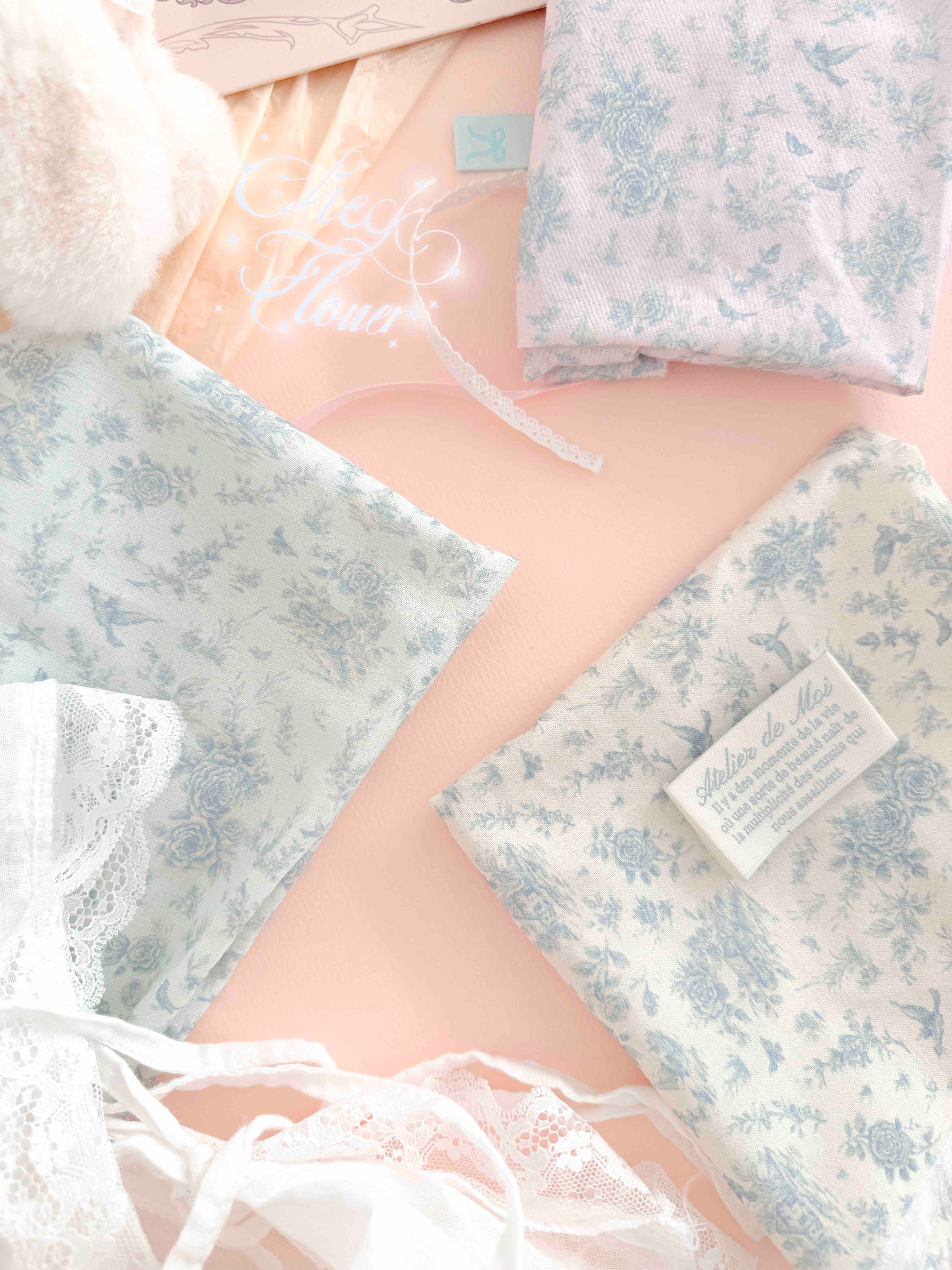 【即納】フレンチバード　トワルドジュイ　リネン生地