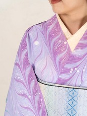 〈再販〉《夜の海とカシスの香り》大矢羽柄 × ドット セオアルファ着物｜春秋単衣・盛夏対応
