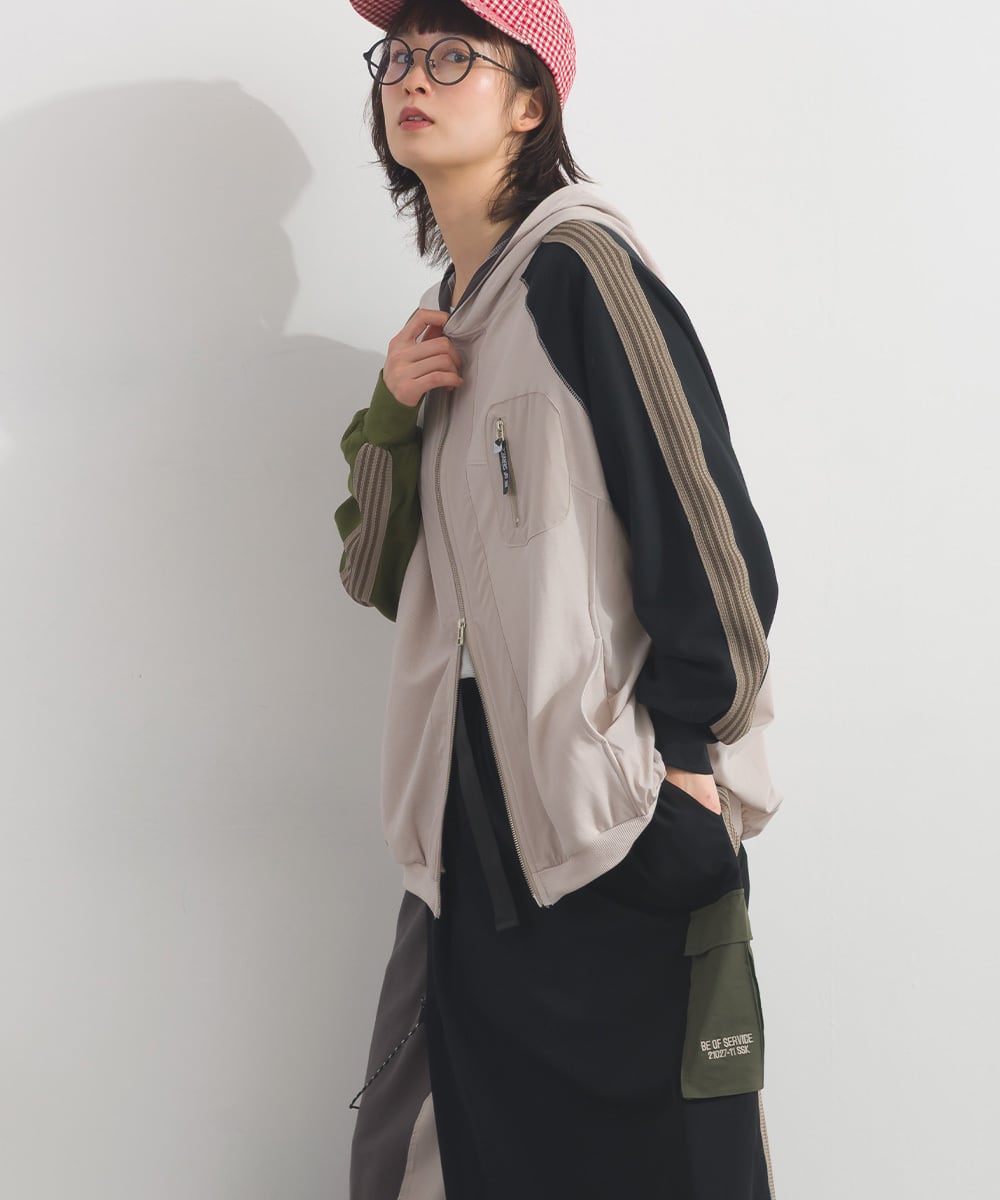 K261046 シルケットツイルトラックZIPパーカー / Silket Twill Track