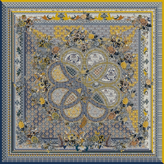 EN NAVY×YELLOW 100×100cm