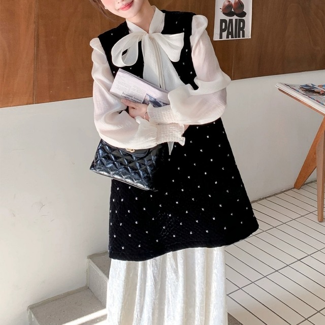 SET◆Velvet quilt dress set　B1288