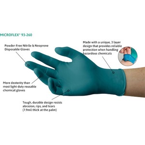 アンセル　ネオプレンゴム使い捨て手袋“マイクロフレックス　９３−２６０”（５０枚入）
