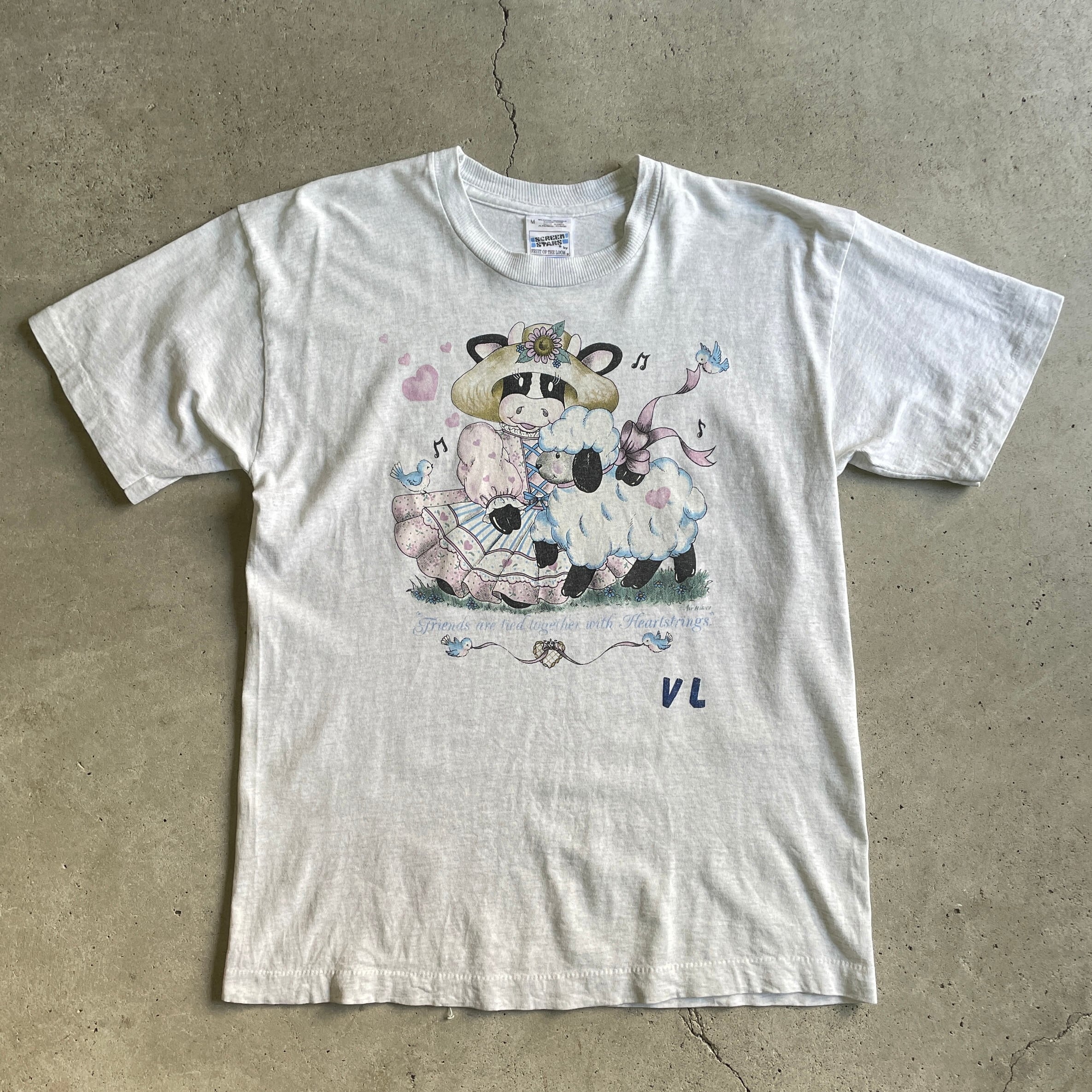 90s ビンテージ アート 牛 犬 Tシャツ 動物 Tシャツ
