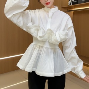 プリーツフリル ペプラムブラウス T127