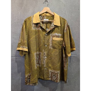 【THE END】KIMONO Bowling Shirt / XL (yellow×yellow)