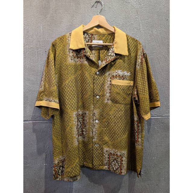 【THE END】KIMONO Bowling Shirt / XL (yellow×yellow)