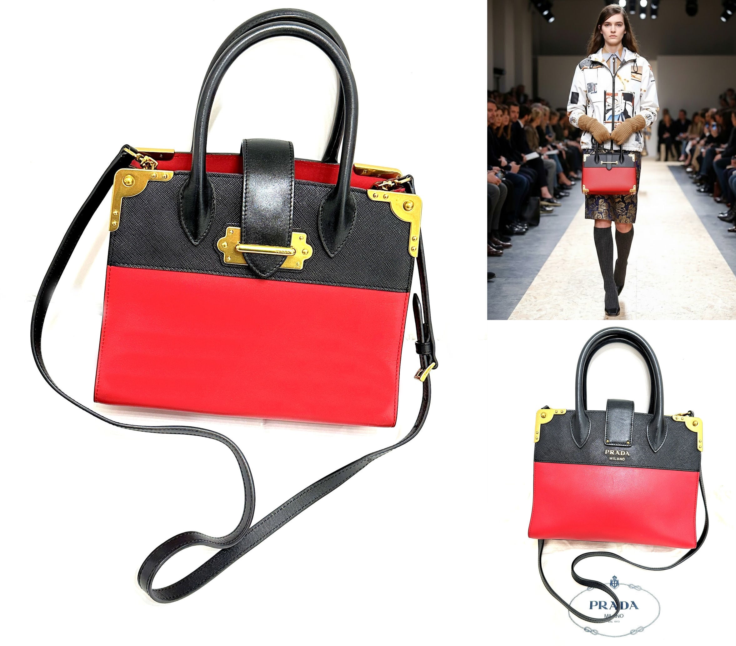 PRADA プラダ サフィアーノ カイエ 2way レザー ハンドバッグ