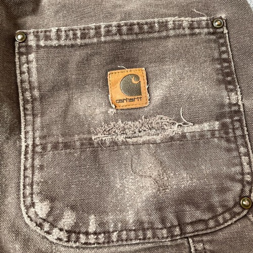 00s USA生地製 ダークブラウン ダブルニー Carhartt 36×34 詳細写真18