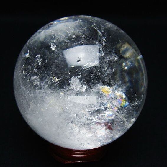 水晶 丸玉 虹入り 65mm スフィア 置物 水晶玉 一点物 151-8759