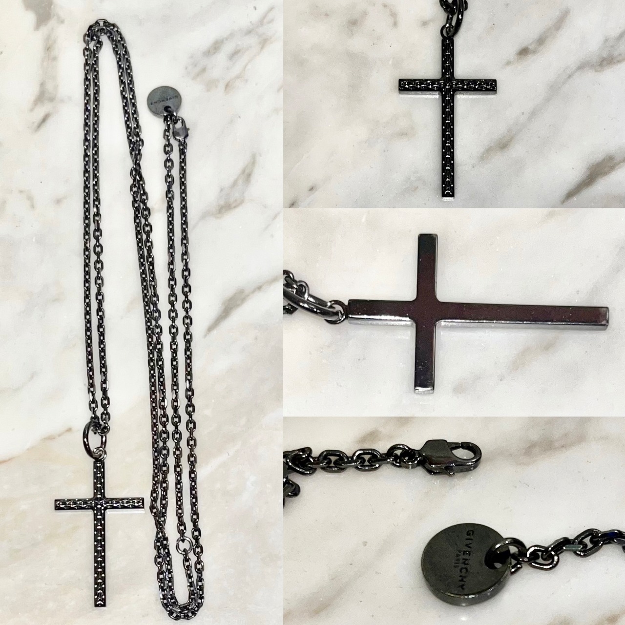 GIVENCHY by Riccardo Tisci black coating metal big cross necklace