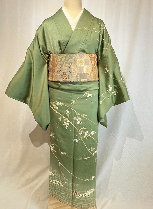 2230 高身長 枝垂れ桜 訪問着 袷単品 Houmongi (lined kimono)