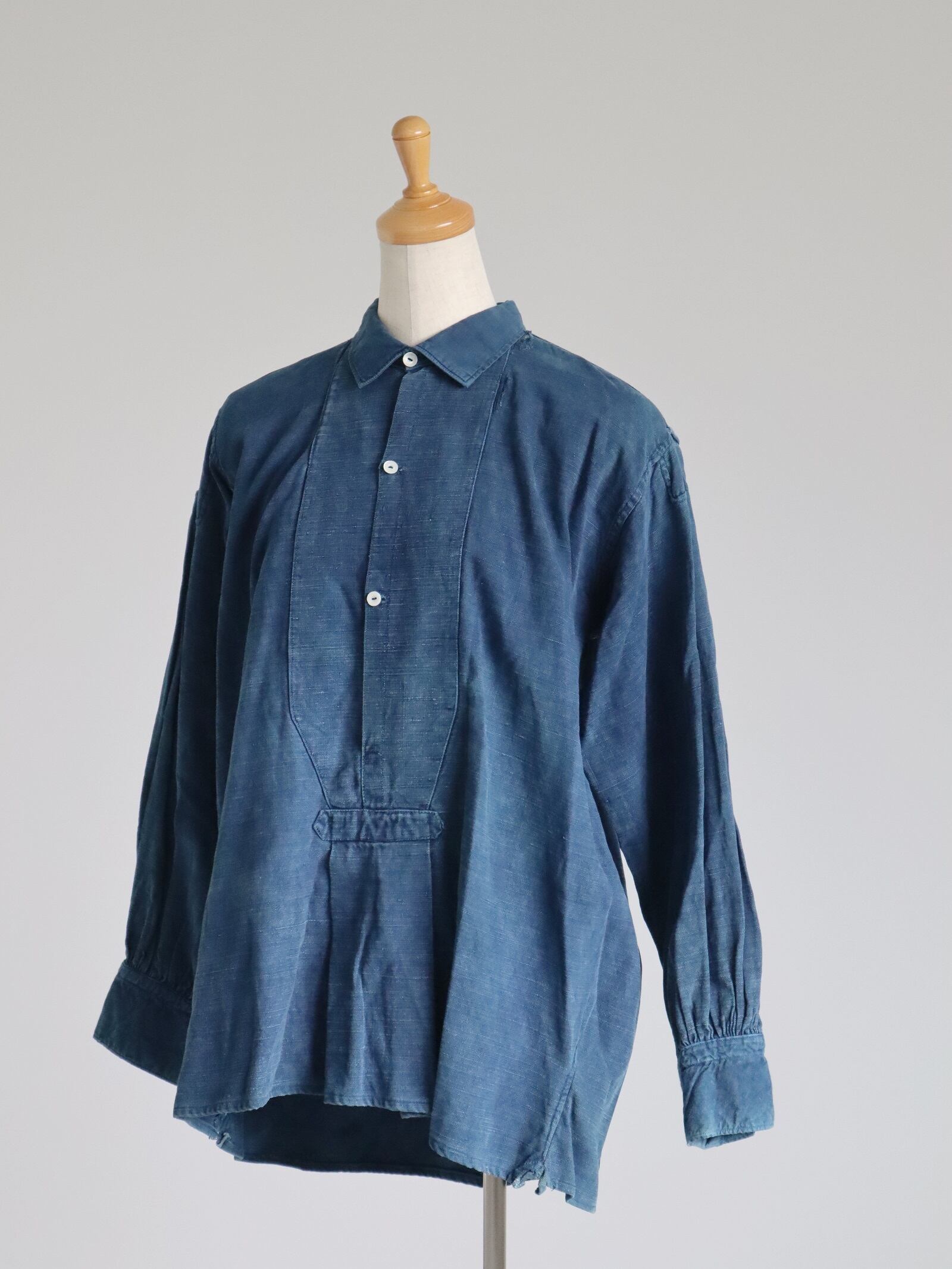 vintage French antique cotton indigo shirts