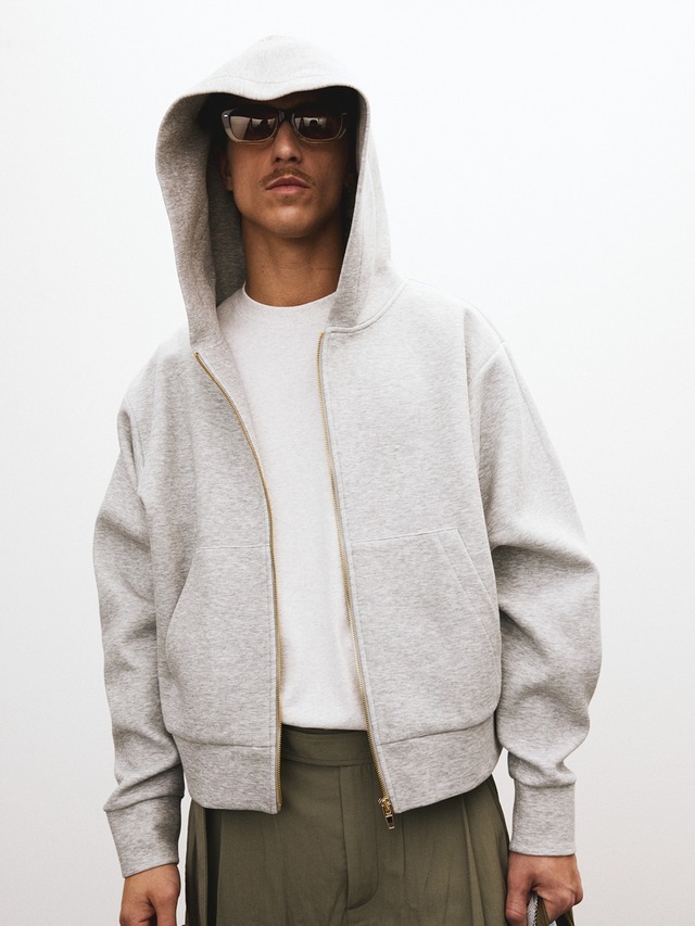 [RECTO][MEN] LOGO DETAIL HOODIE ZIP-UP (MELANGE GREY) 正規品 韓国ブランド 韓国通販 韓国代行 韓国ファッション レクト 日本 店舗