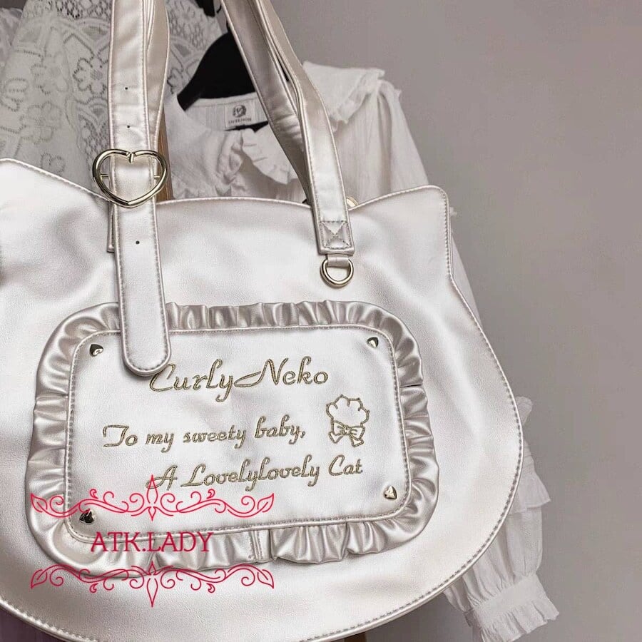 ATK.LADY】D93 乙女 ロリータ ゆめかわ 猫 ねこ ネコ 黒 ブラック 白