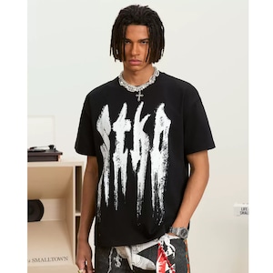 【DRIP6704】STKD Hand-drawn Letter Print Tee