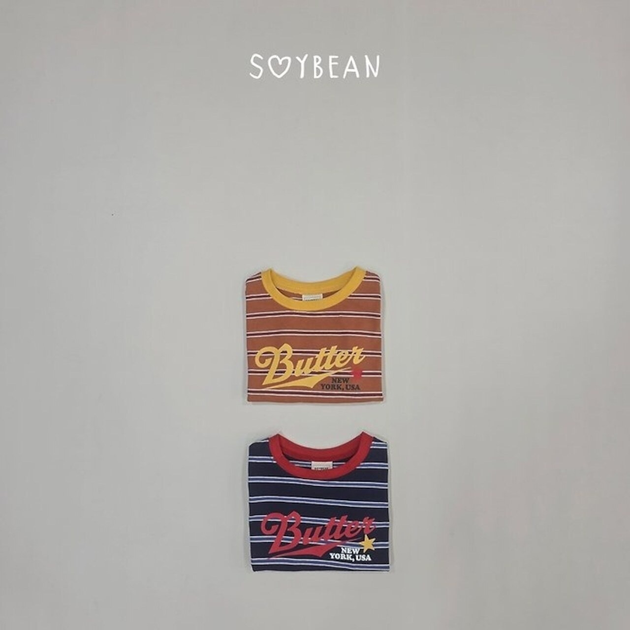 韓国子供服 / 26Autumn / soybean / ボーダー バター Tシャツ / キッズ服 / ジュニア服 / 秋服 *XS~JM*