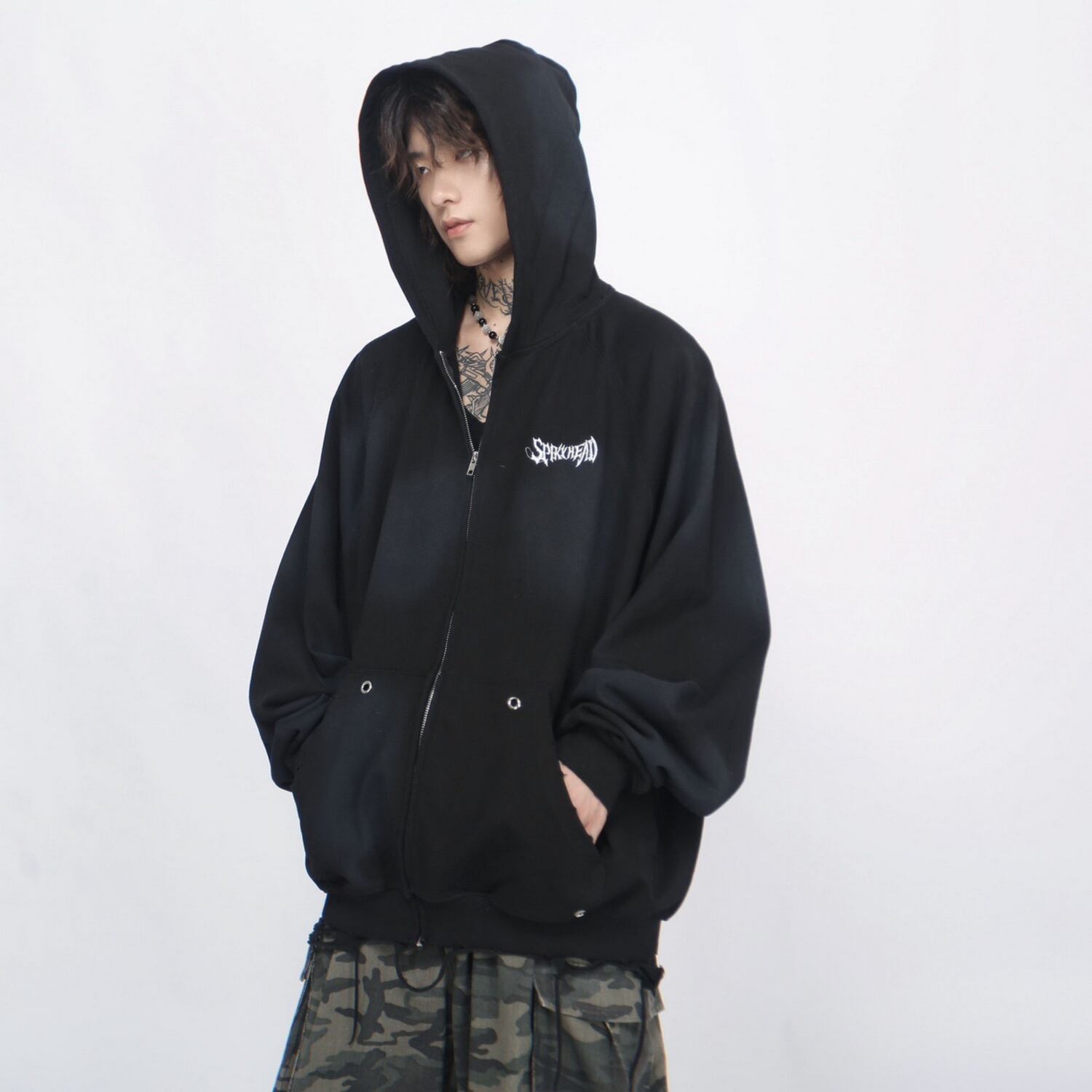 ジップパーカー ヴィンテージ フックレスジッパー 古着 M メンズ