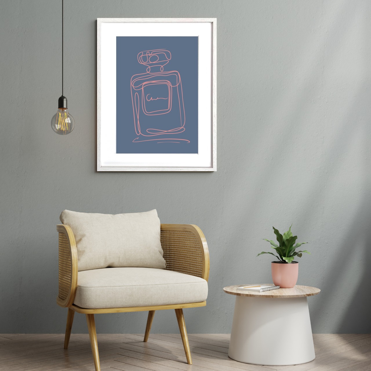 EAU DE PARFUM N°18｜香りの余韻を描くミニマルラインアートポスター｜洗練と静けさを纏うデザイン｜高品質印刷｜A3ポスター