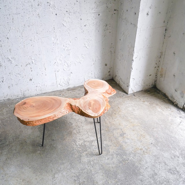 けやきの輪切りローテーブル （高さ変更無料）