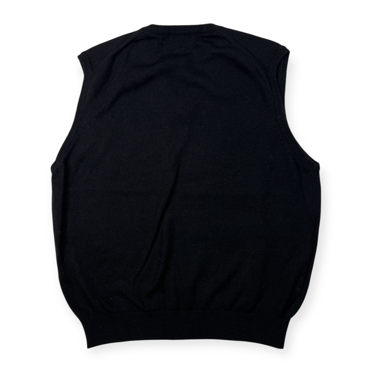 Crocodile クロコダイル ワンポイント刺繍 Vネック ウールニット ベスト サイズ LL /メンズ/ブラック