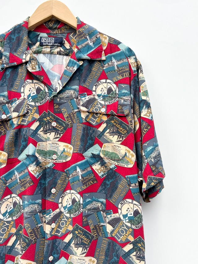 90s Ralph Lauren S/S OPEN COLLAR SHIRT Size M