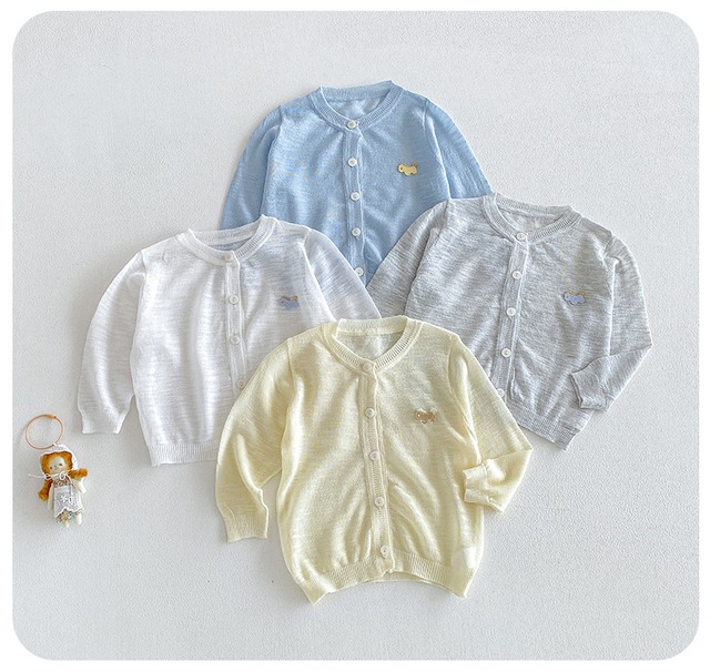 【BABY】ミニユニコーン刺繍薄手ニットカーディガン - 17