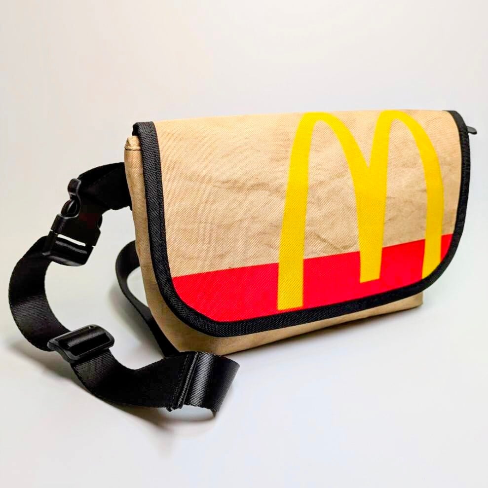 【 McDonald  ( マクドナルド ) ロゴ 】ショルダーバッグ＊紙袋風 〚アメリカン雑貨 アメトイ〛