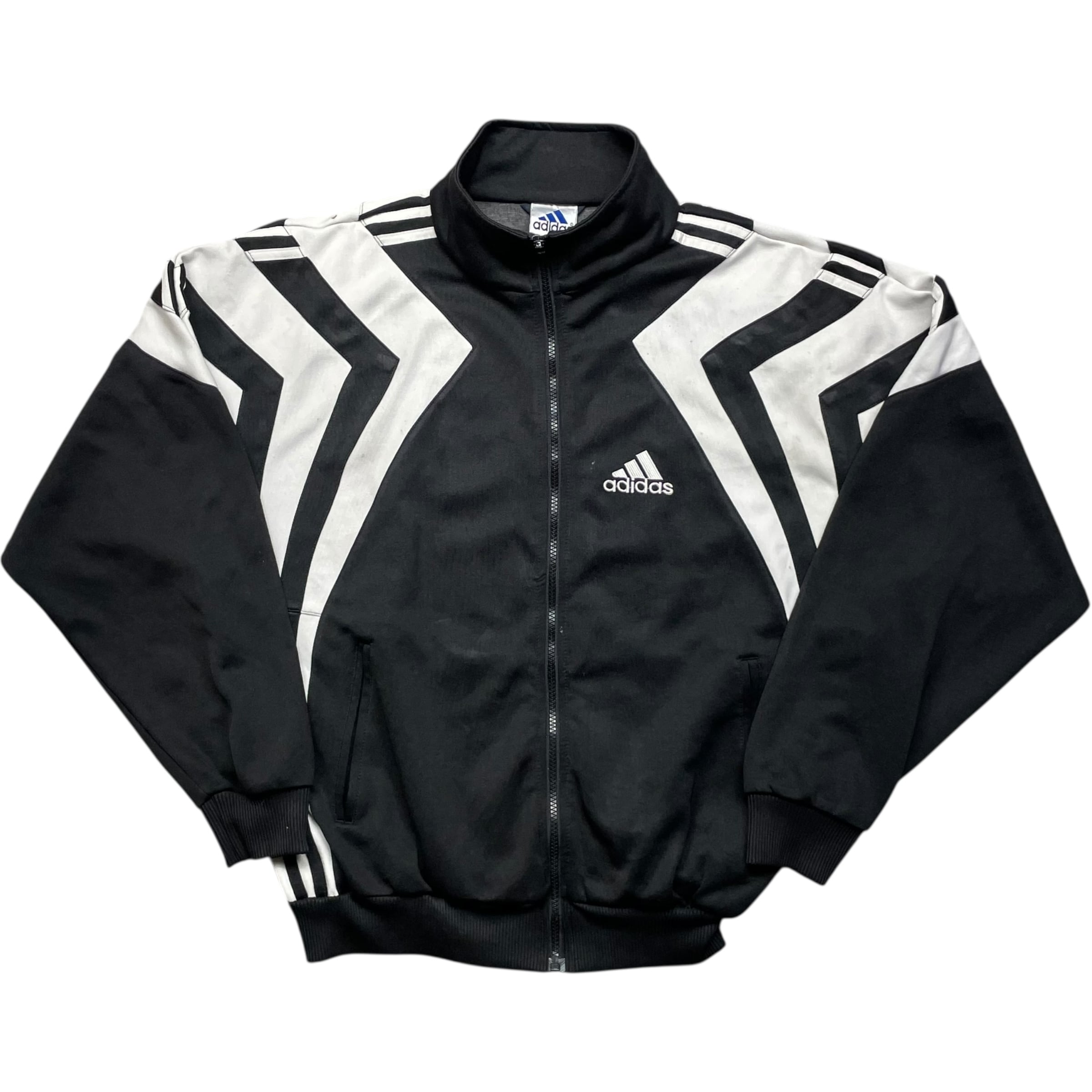 《S》 adidas アディダス トラックジャケット 刺繍ロゴ ブラック 90年代 vintage no.9301