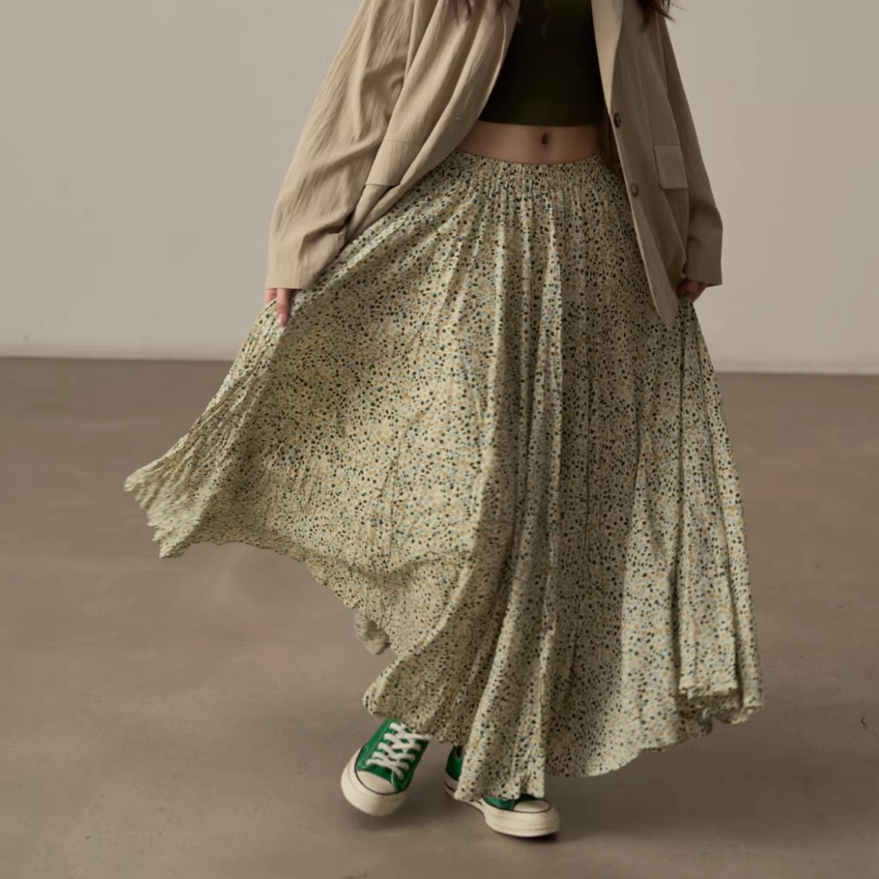 フレンチカジュアル 小花柄 ティアードスカート 00140・画像5