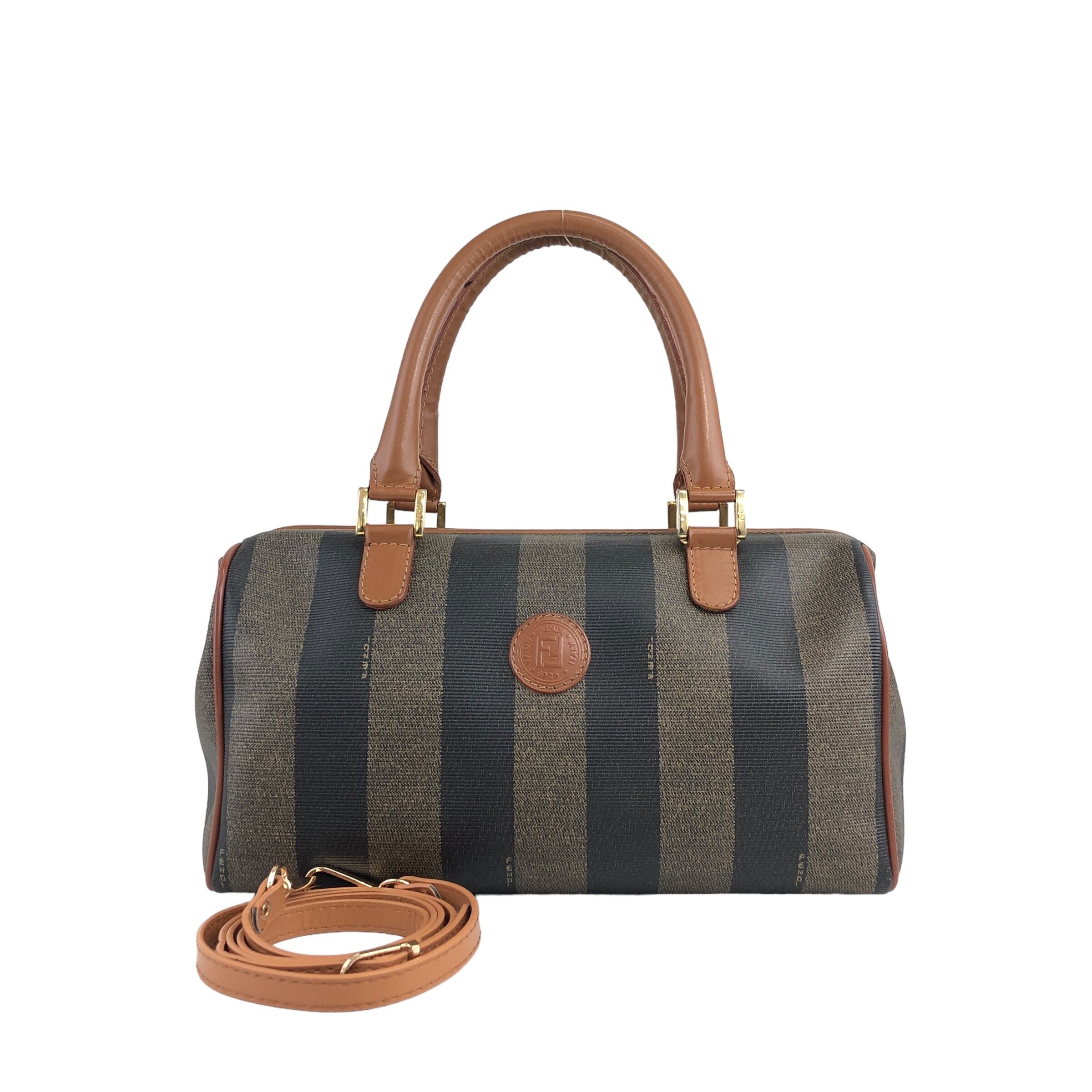 FENDI】ドーム型 ハンドバッグ 2way PVC ペカン柄 自立 おとなしく 