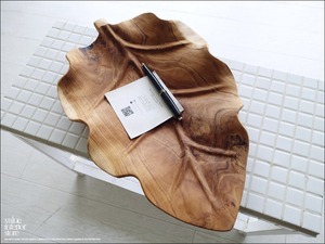 チーク無垢材 大型リーフプレートN03 大皿 盛り皿 菓子鉢 サラダボウル フルーツトレイ 木製食器 小物入れ ナチュラル 天然素材