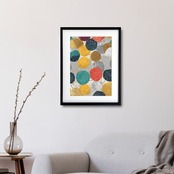 Metallic Dots Symphony｜煌めくメタリックと色彩が奏でるモダンアートポスター｜北欧やホテルライク空間を上質に彩るインテリアA3ポスター