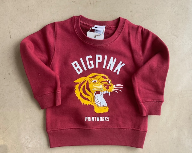 BIG PINK Tiger sweat kids 【バーガンディ】